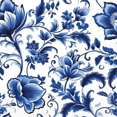 Ambiente Europe BV Ubrousek 33x33cm Delftská modrá květinová motivace 1ks – Zboží Mobilmania