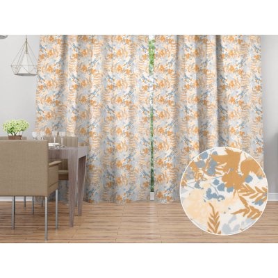 Biante Sametový závěs Tamara TMR-043 Hnědo-modré designové rostliny 135x210 cm – Hledejceny.cz