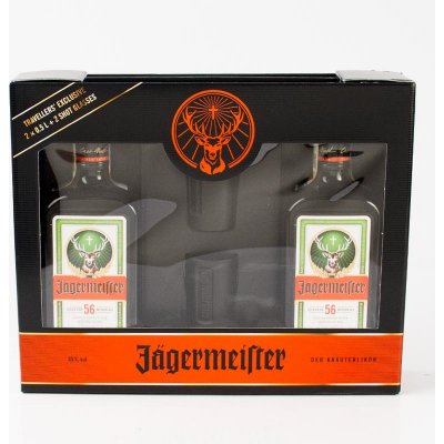 Jägermeister 35% 2 x 0,5 l (dárkové balení 2 sklenice)