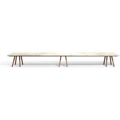 Tribu Teakový jídelní stůl Vis a Vis, obdélníkový 600x99x75 cm, rám teak, deska travertine – Hledejceny.cz