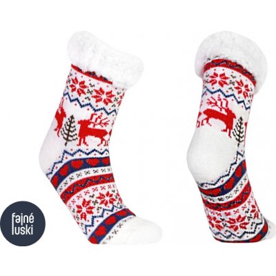 Domácí teplé ponožky s kožíškem protiskluzové bílá – Zboží Mobilmania