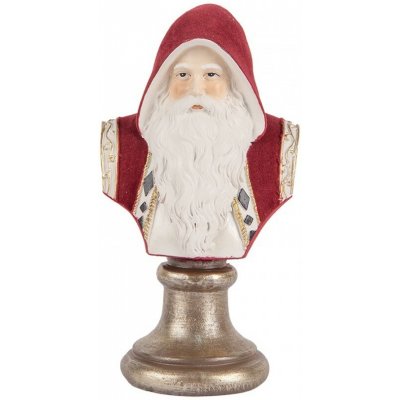 Clayre & Eef Červená vánoční dekorace busta Santa Claus - 10*9*19 cm – Hledejceny.cz