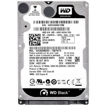 WD SCORPIO 320GB, 2,5", SATA/600, 7200RPM, 16MB, WD3200BEKX