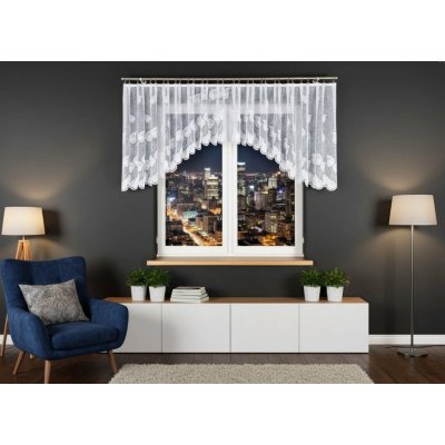 Dekorační oblouková krátká záclona na žabky NORA 100 bílá 400x100 cm MyBestHome – Hledejceny.cz