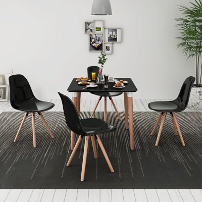 vidaXL Pětidílný stolu a židlí černý – Zboží Mobilmania