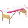 Masážní stůl a židle Vidaxl Skládací masážní stůl 2 zóny dřevěný bílý a růžový