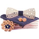 Gaira dřevěný s kapesníčkem a manžetovými knoflíčky a broží 709218 černá – Sleviste.cz