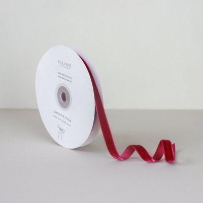 Bella Rose Sametová stuha 1 cm – Wine (10 m), červená barva, textil – Zboží Dáma