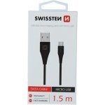Swissten 71504301 USB 2.0, zástrčka A - zástrčka micro B, konektor 6,5mm, 1,5m, černý – Hledejceny.cz