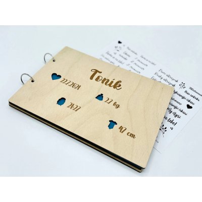 Dřevěné album pro novorozené miminko Formát: A5 (799 Kč), Barva listů: Bílá, Barva přední strany: Oranžové mango – Zboží Živě