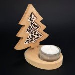 Amadea Dřevěný svícen stromek s vkladem ornament masivní dřevo výška 10 cm – Hledejceny.cz