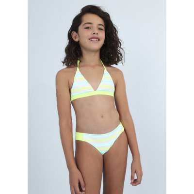 Mayoral plavky dvoudílné pruhy junior neonově žluté – Zboží Dáma