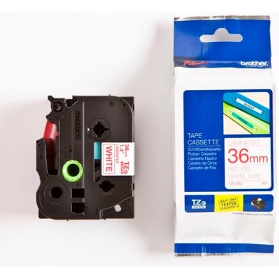 Páska Brother TZE-262, 36mm, bílá/červená, laminovaná, délka 8m – Zboží Živě