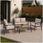 Furnigo Zahradní kovový set Valencia antracit/béžové polštáře – Hledejceny.cz