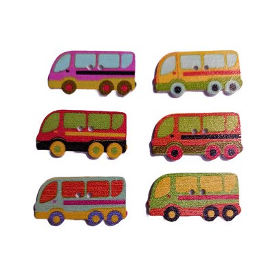 Knoflík dřevěný autobus, Barva: Růžová – Zboží Dáma