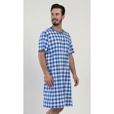 Károvaná pánská noční košile krátký rukáv Indigo modrá – Hledejceny.cz