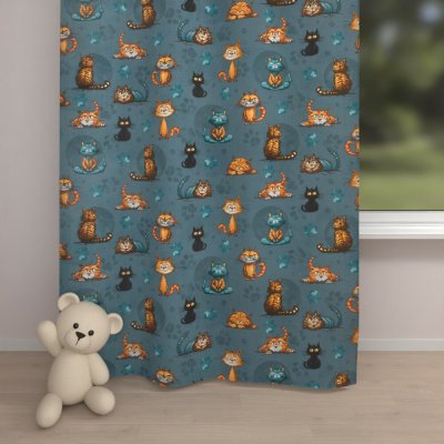 Biante Dětský bavlněný závěs Sandra SA-705 Kočičí parta na tmavě šedomodrém 150x210 cm – Hledejceny.cz