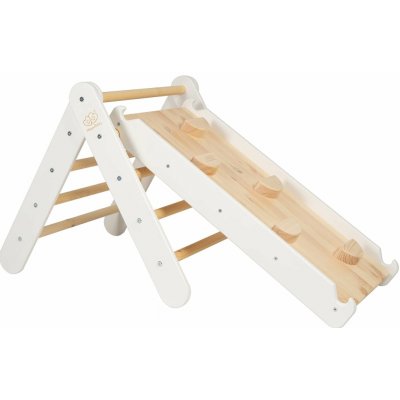 MeowBaby Dřevěný žebřík se skluzavkou a lezeckou stěnou White – Zboží Dáma