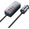 Baterie pro bezdrátové telefony Baseus CCBT-A0G Rychlá Nabíječka do Auta s Prodlužovacím Kabelem 120W 2x USB + 2x USB-C Gray