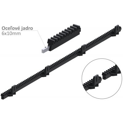 Kovoinox Hřeben nylon-kov 26x19mm, délka 1000mm, M4, max do 400kg, kovové jádro 6x10mm – Sleviste.cz