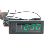 Teploměr,hodiny,voltmetr panelový 3v1, 12V, zelený, 2 tepl.čidla | Zboží Auto