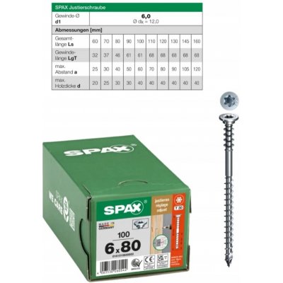 Šrouby do dřeva Spax 6 x 80 mm, 100 ks – Hledejceny.cz
