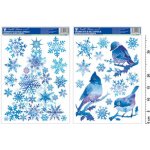Anděl fólie 214 ptáčci s vločkami a stromek z vloček modrý s glitry 37x29 cm – Hledejceny.cz