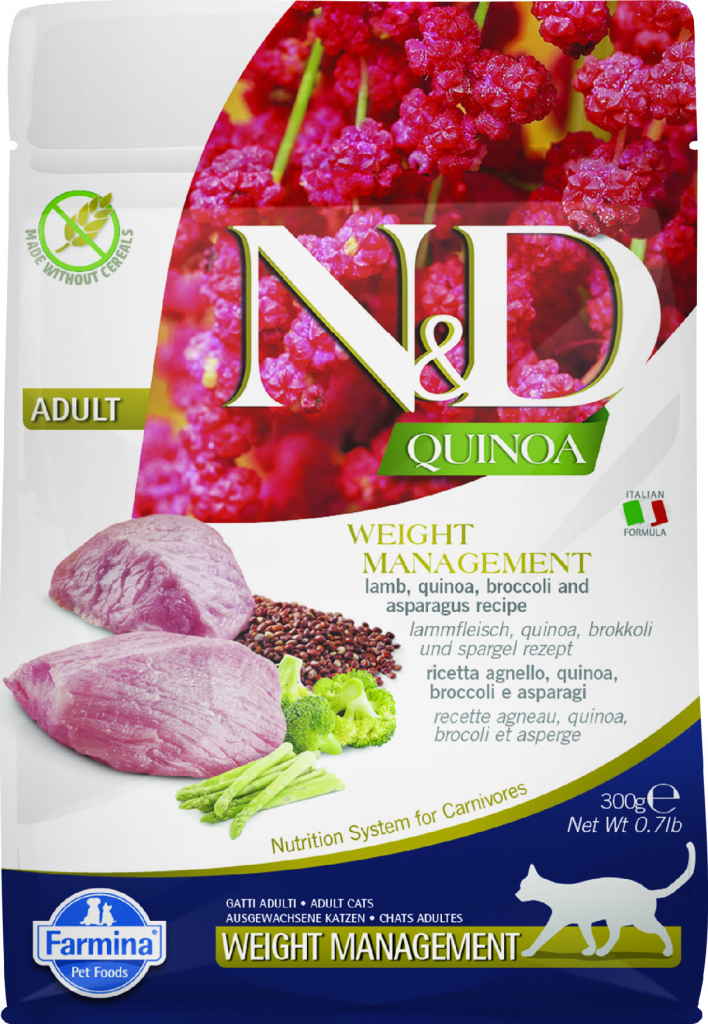 N&D Quinoa GF Cat Adult Wieght Managment Lamb & Broccoli 0,3 kg