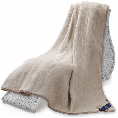 Wooline Vlněná Merino deka krémově béžová australské merino 200x220 – Sleviste.cz