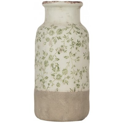 Keramická váza se zelenými květy Carlijn L – 15x32 cm – Zboží Dáma