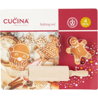 La Cucina Sada na pečení pro děti MIRLI, dřevěný váleček a 3 formičky hnědý – Hledejceny.cz