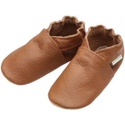Evtodi kožené capáčky s koženou podrážkou hnědé béžové – Hledejceny.cz