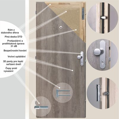 Erkado Bezpečnostní dveře BT 2 Černá ST CPL 90 x 197 cm – Sleviste.cz