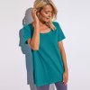 Dámská Trička Blancheporte Jednobarevné tričko s kulatým výstřihem eco friendly tyrkysová