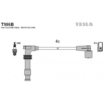 TESLA Sada kabelů pro zapalování T986B – Hledejceny.cz
