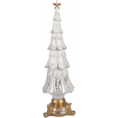 Bílý dekorační stromek se zlatou hvězdou - elegance zimního domova - Ø 9*30 cm - Clayre & Eef – Hledejceny.cz
