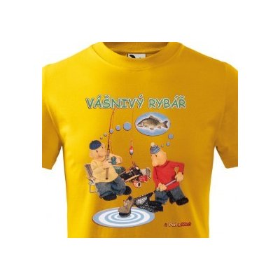 dětské tričko Pat a Mat Vášnivý rybář, Žlutá