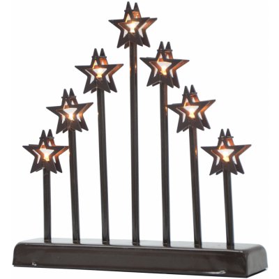 M.a.t. group Svícen vánoční 7 svíček LED,teplá BÍ,hvězda,kov.,26x6x27cm,2xtuž.AA baterie – Hledejceny.cz