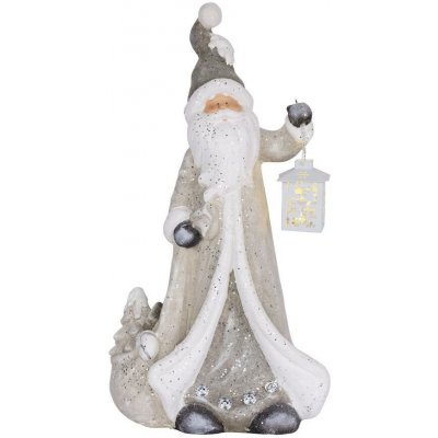MagicHome Dekorace Christmas Santa s lucernou 1 LED 2xAAA keramiky 34x21x65 cm – Hledejceny.cz