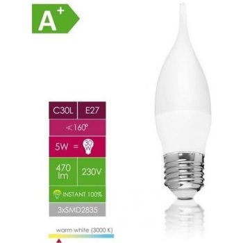 Whitenergy LED žárovka E27 3 SMD 2835 5W 230V mléko C30L