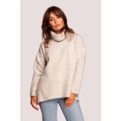 BeWear Dámský rolák turtleneck pulovr svetr BK086 Béžová