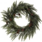 Autronic Věnec zelený 50 cm větve túje a šišky PRZ4110 Zelená, Plast – Zboží Dáma