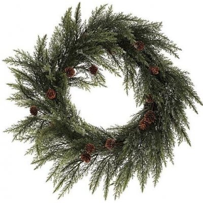 Autronic Věnec zelený 50 cm větve túje a šišky PRZ4110 Zelená, Plast – Zboží Dáma