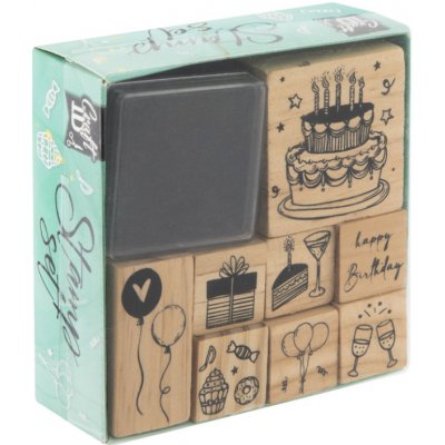 Grafix Dřevěná razítka a černý polštářek – Zboží Dáma