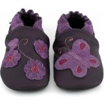 Carozoo Kožené capáčky s gumovou podrážkou motýlek a květiny Fialová – Sleviste.cz