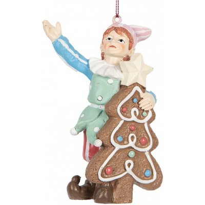 Clayre & Eef Závěsná vánoční dekorace Elf se stromkem 8*4*11 cm – Hledejceny.cz