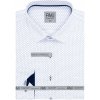 Pánská Košile AMJ pánská bavlněná košile dlouhý rukáv bílá modře vzorovaná VDBR1340
