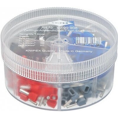 KNIPEX Dutinka koncová Twin - izolovaná, dvojitá - box s izolovanými dutinkami 0.75-2.5mm² (9799908) – Zboží Mobilmania