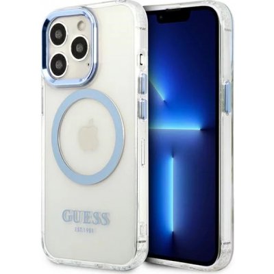 Pouzdro Guess iPhone 13 Pro / 13 Metal Outline Magsafe modré – Hledejceny.cz