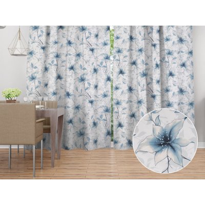 Biante Bavlněný závěs Sandra SA-737 Modro-šedé květy vanilky na bílém 150x150 cm – Hledejceny.cz